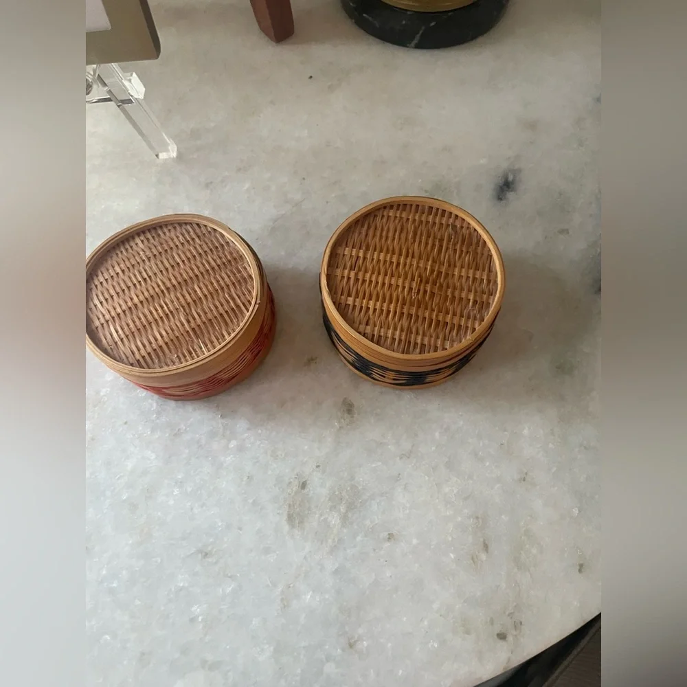 vintage soap in rattan baskets set